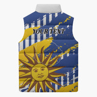 Personalized Uruguay 200th Independence Day Sleeveless Puffer Jacket Sol de Mayo Grunge Stylized - Wonder Print Shop