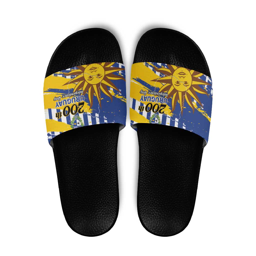 Uruguay 200th Independence Day Slide Sandals Sol de Mayo Grunge Stylized - Wonder Print Shop
