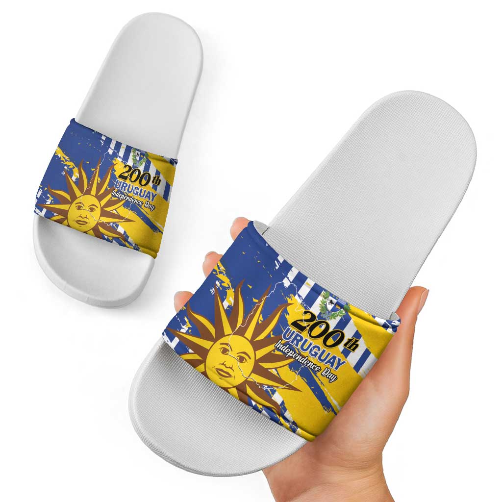 Uruguay 200th Independence Day Slide Sandals Sol de Mayo Grunge Stylized - Wonder Print Shop