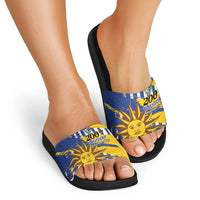 Uruguay 200th Independence Day Slide Sandals Sol de Mayo Grunge Stylized - Wonder Print Shop