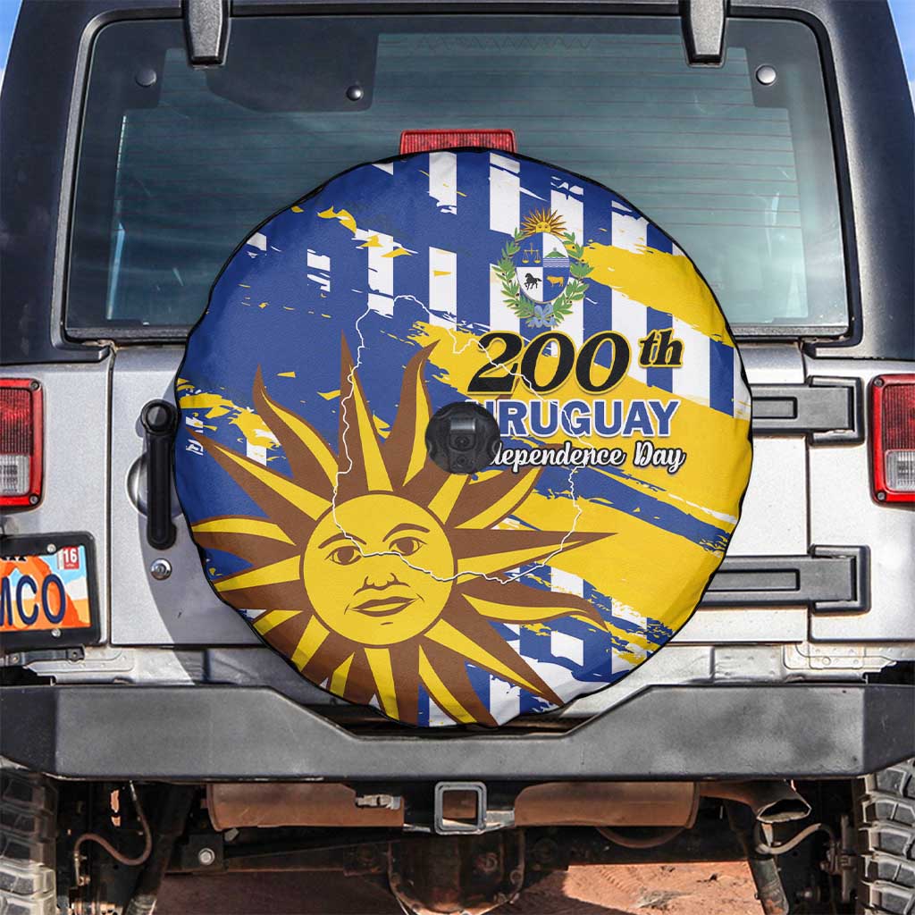 Uruguay 200th Independence Day Spare Tire Cover Sol de Mayo Grunge Stylized - Wonder Print Shop