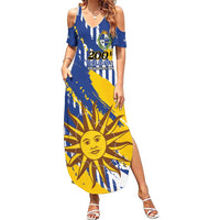 Personalized Uruguay 200th Independence Day Summer Maxi Dress Sol de Mayo Grunge Stylized - Wonder Print Shop