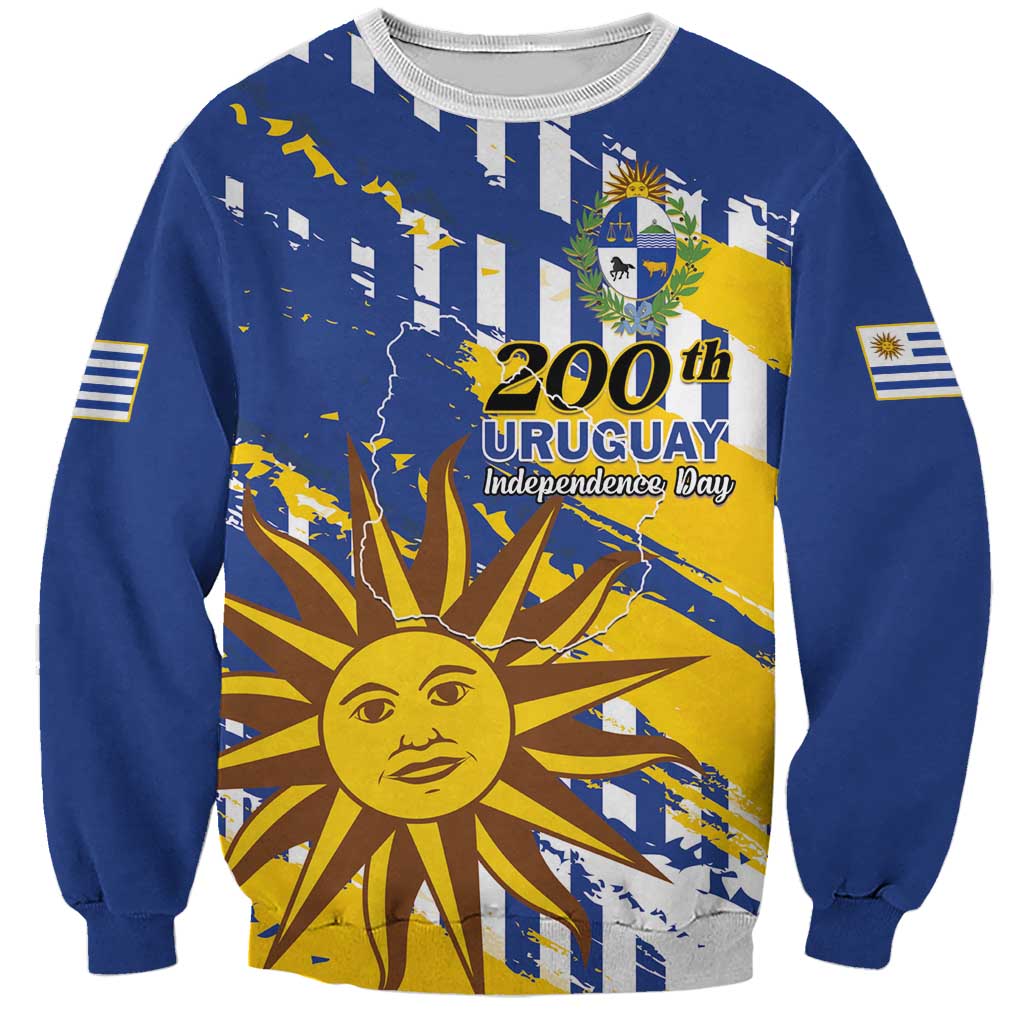 Personalized Uruguay 200th Independence Day Sweatshirt Sol de Mayo Grunge Stylized - Wonder Print Shop