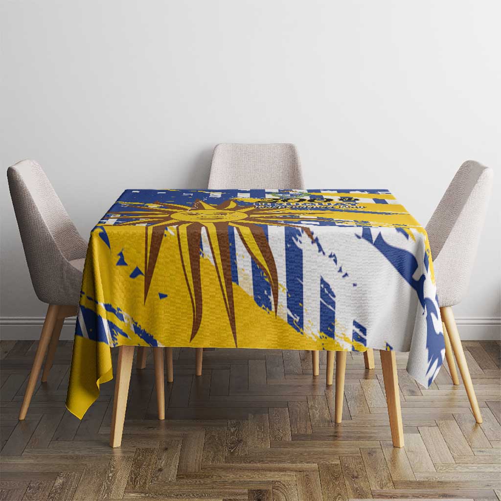 Uruguay 200th Independence Day Tablecloth Sol de Mayo Grunge Stylized - Wonder Print Shop