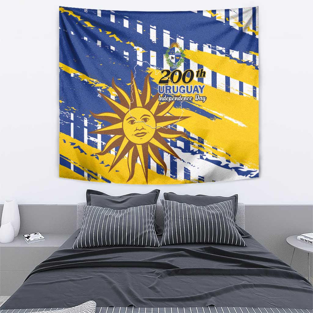 Uruguay 200th Independence Day Tapestry Sol de Mayo Grunge Stylized - Wonder Print Shop