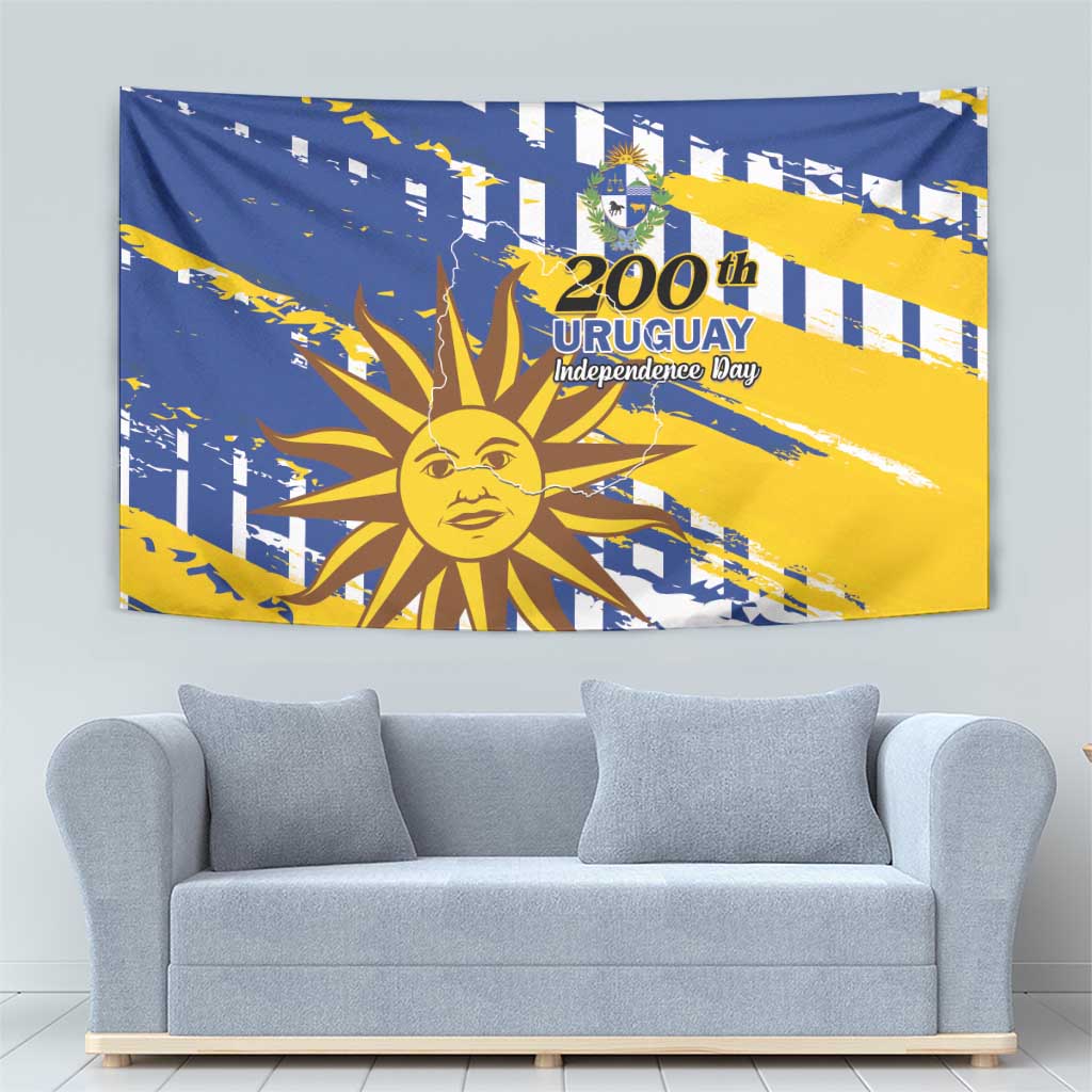 Uruguay 200th Independence Day Tapestry Sol de Mayo Grunge Stylized - Wonder Print Shop