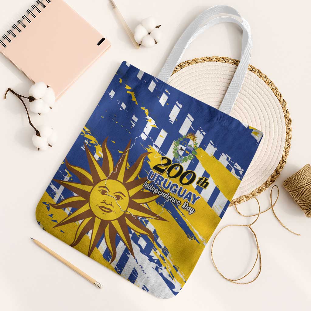 Uruguay 200th Independence Day Tote Bag Sol de Mayo Grunge Stylized - Wonder Print Shop