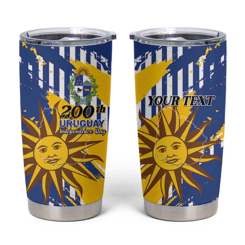 Personalized Uruguay 200th Independence Day Tumbler Cup Sol de Mayo Grunge Stylized - Wonder Print Shop