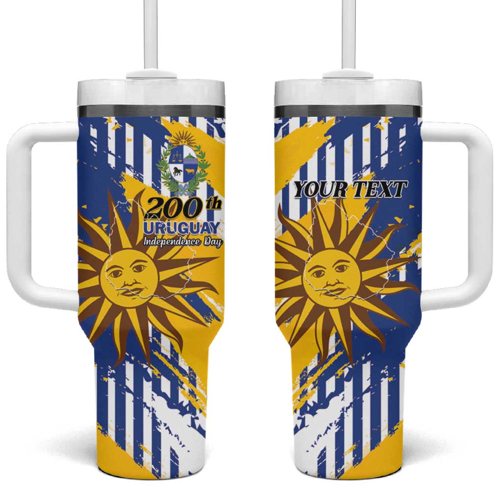 Personalized Uruguay 200th Independence Day Tumbler With Handle Sol de Mayo Grunge Stylized - Wonder Print Shop