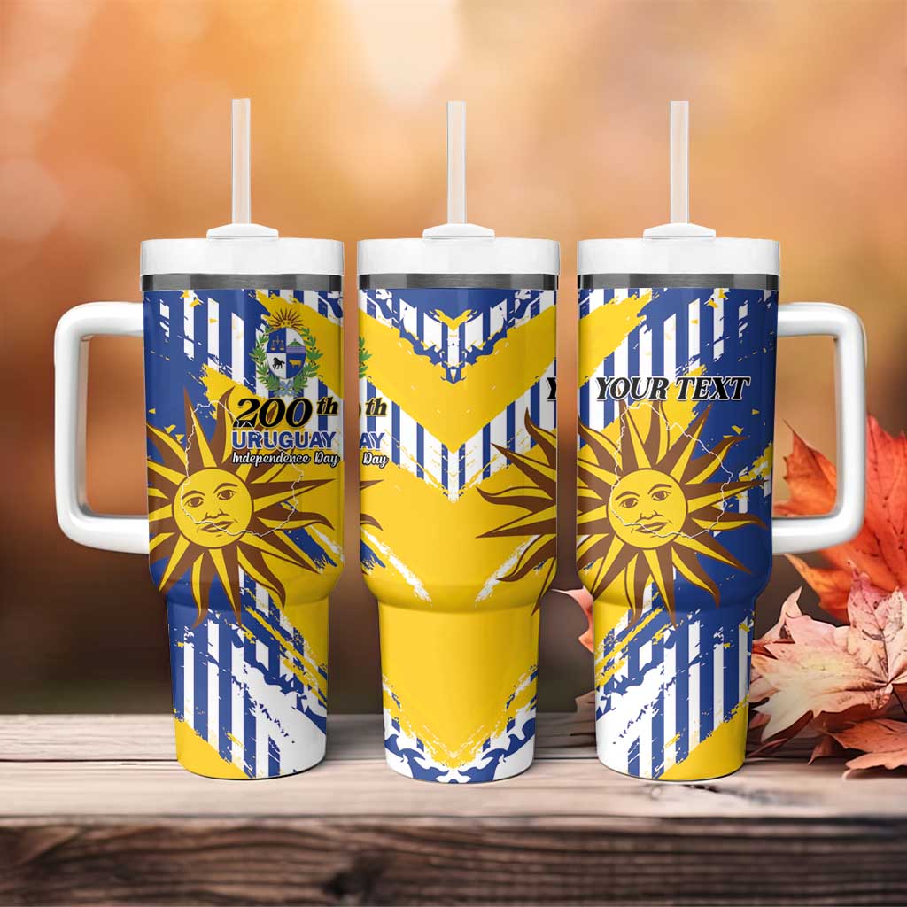 Personalized Uruguay 200th Independence Day Tumbler With Handle Sol de Mayo Grunge Stylized - Wonder Print Shop