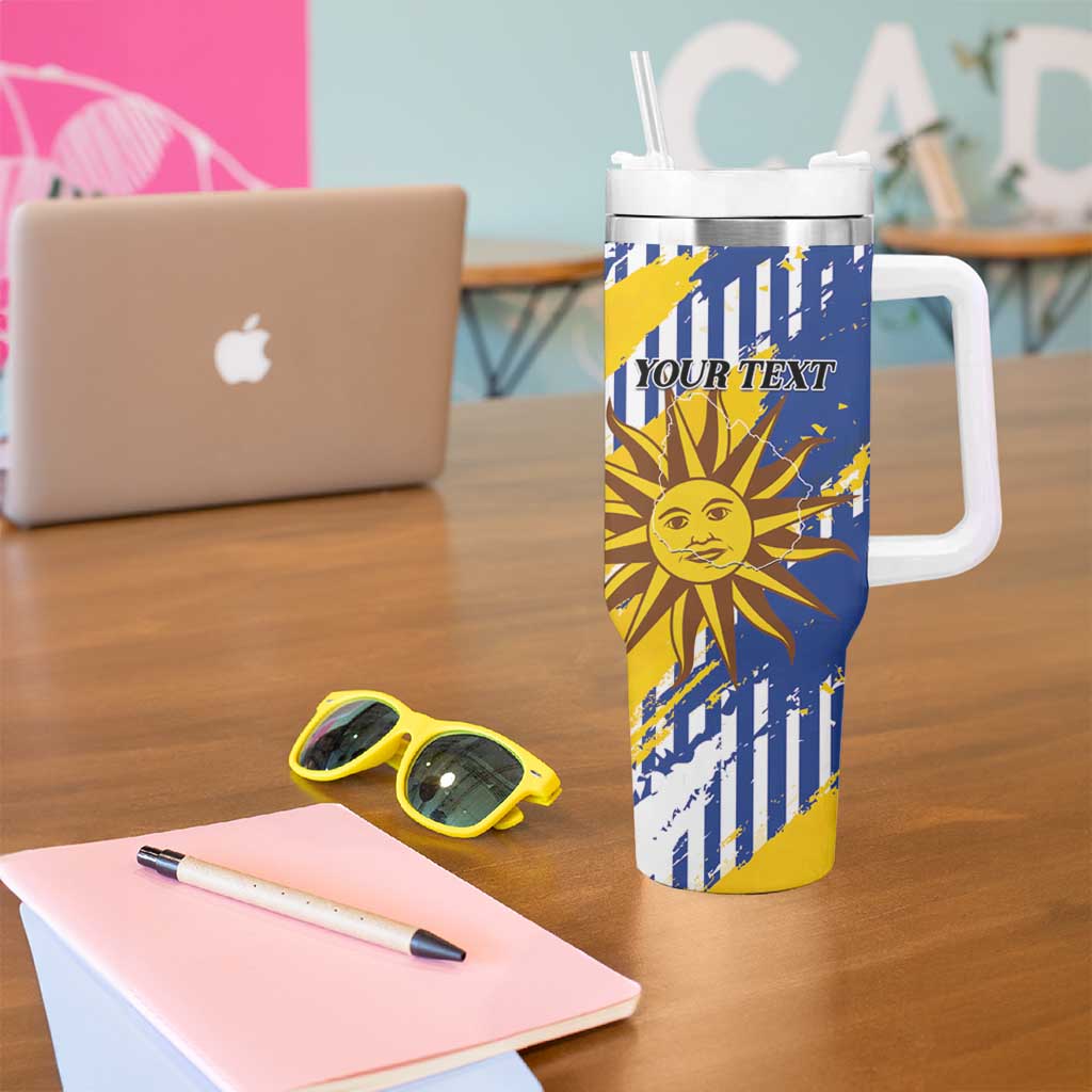 Personalized Uruguay 200th Independence Day Tumbler With Handle Sol de Mayo Grunge Stylized - Wonder Print Shop