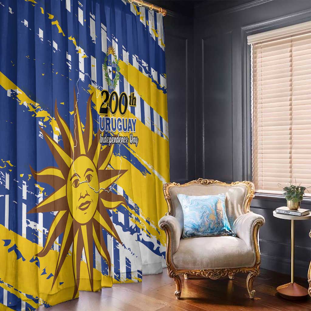 Uruguay 200th Independence Day Window Curtain Sol de Mayo Grunge Stylized - Wonder Print Shop