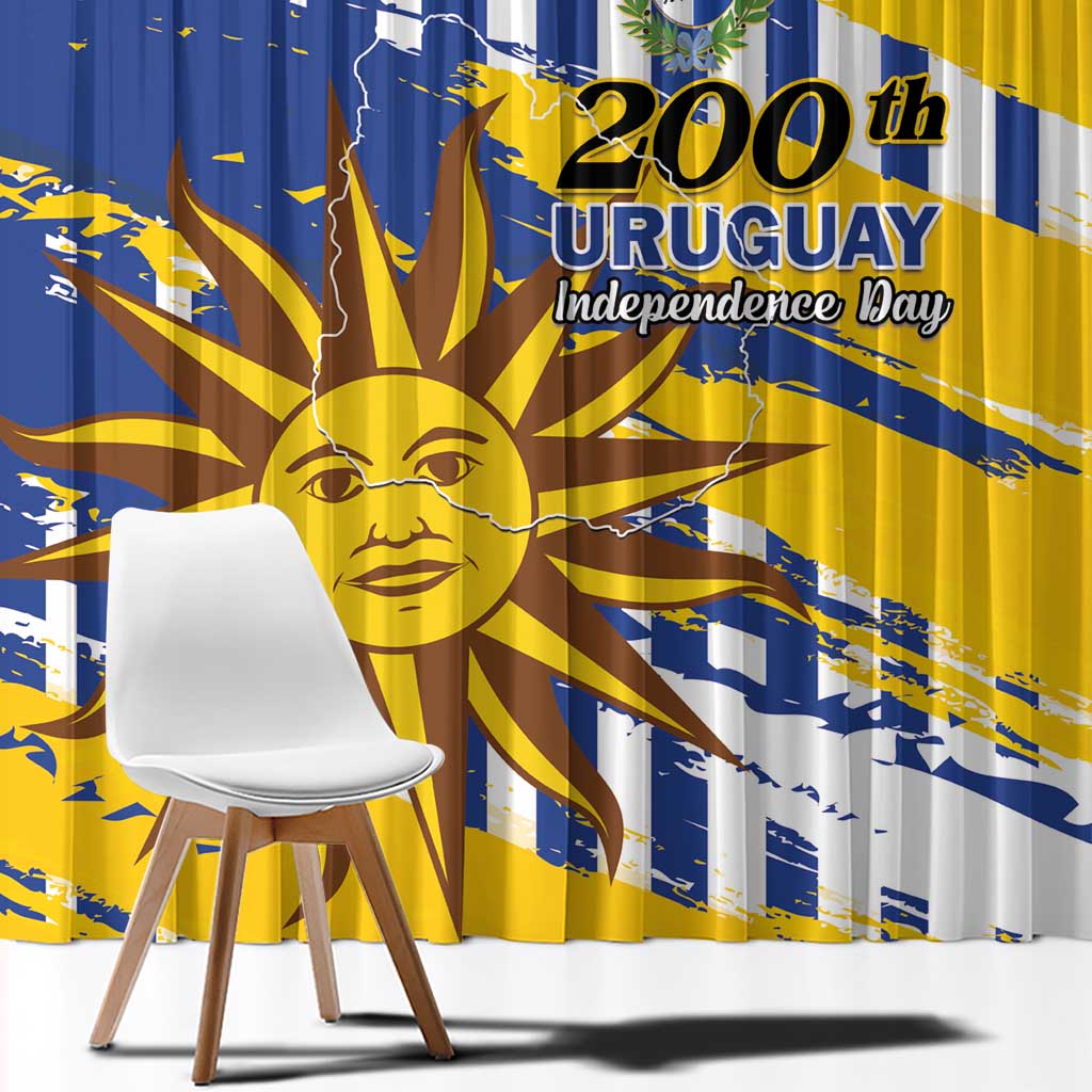 Uruguay 200th Independence Day Window Curtain Sol de Mayo Grunge Stylized - Wonder Print Shop