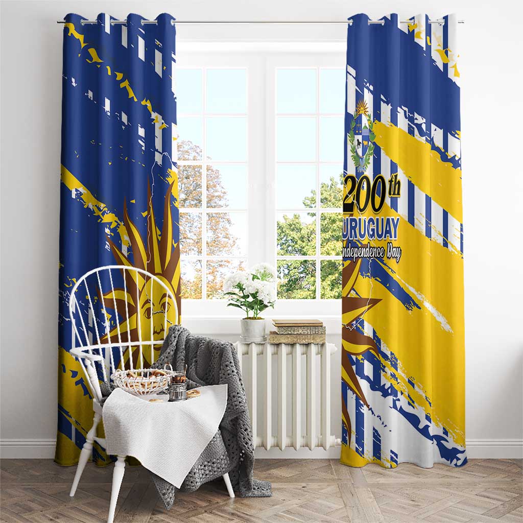 Uruguay 200th Independence Day Window Curtain Sol de Mayo Grunge Stylized - Wonder Print Shop
