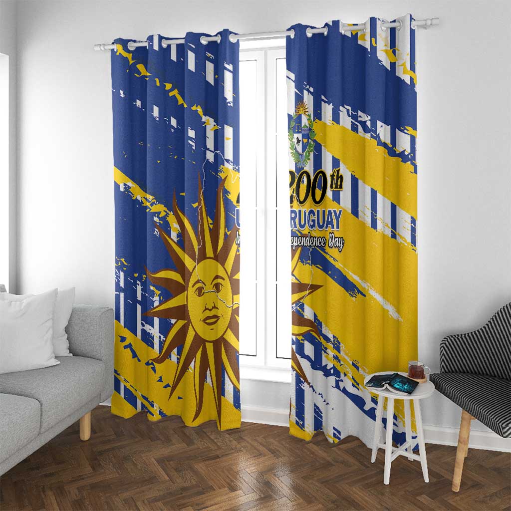 Uruguay 200th Independence Day Window Curtain Sol de Mayo Grunge Stylized - Wonder Print Shop
