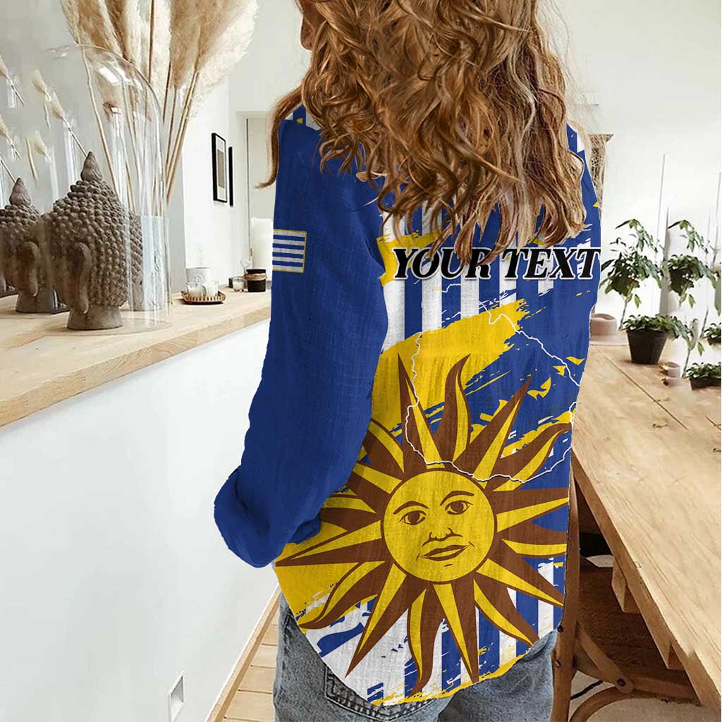 Personalized Uruguay 200th Independence Day Women Casual Shirt Sol de Mayo Grunge Stylized - Wonder Print Shop