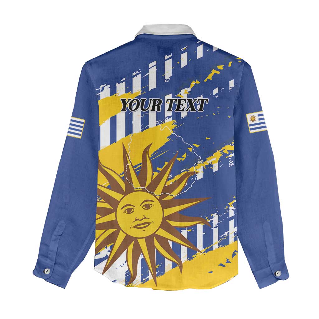 Personalized Uruguay 200th Independence Day Women Casual Shirt Sol de Mayo Grunge Stylized - Wonder Print Shop