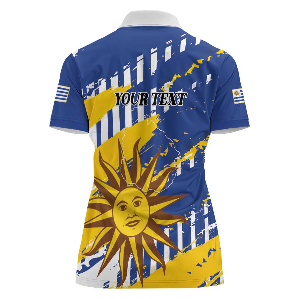 Personalized Uruguay 200th Independence Day Women Polo Shirt Sol de Mayo Grunge Stylized - Wonder Print Shop