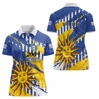 Personalized Uruguay 200th Independence Day Women Polo Shirt Sol de Mayo Grunge Stylized - Wonder Print Shop
