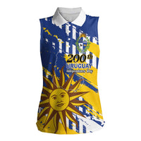 Personalized Uruguay 200th Independence Day Women Sleeveless Polo Shirt Sol de Mayo Grunge Stylized - Wonder Print Shop