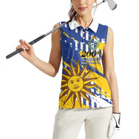 Personalized Uruguay 200th Independence Day Women Sleeveless Polo Shirt Sol de Mayo Grunge Stylized - Wonder Print Shop