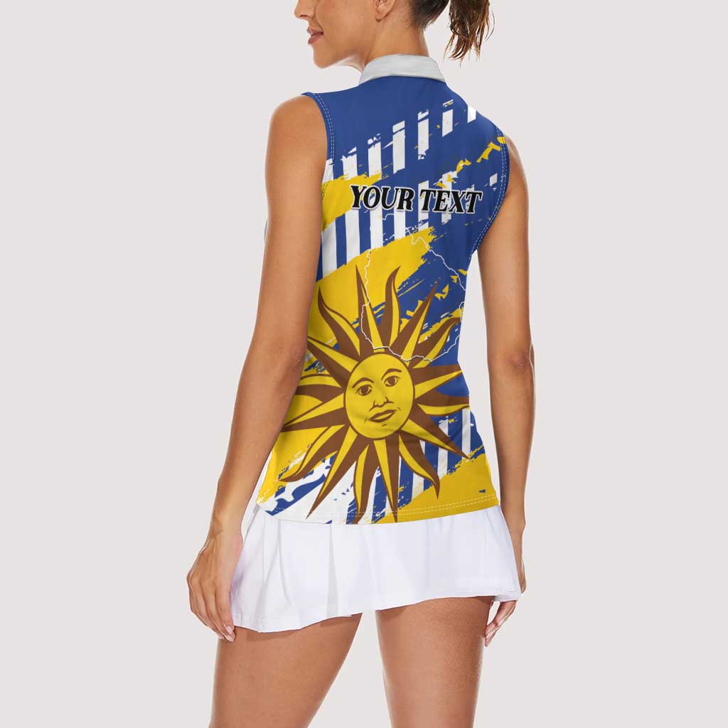 Personalized Uruguay 200th Independence Day Women Sleeveless Polo Shirt Sol de Mayo Grunge Stylized - Wonder Print Shop