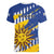 Personalized Uruguay 200th Independence Day Women V-Neck T-Shirt Sol de Mayo Grunge Stylized - Wonder Print Shop