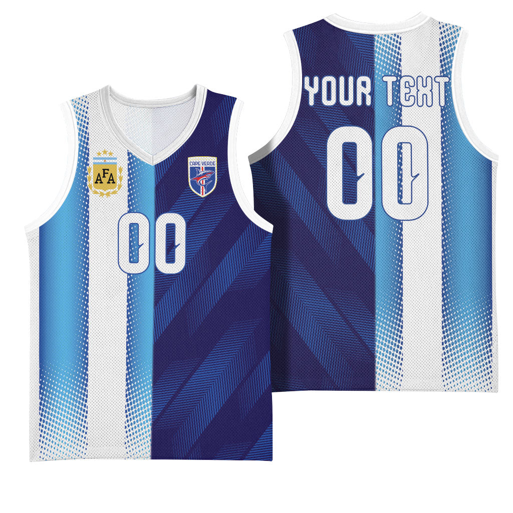Custom Argentina Cabo Verde 2026 World Football Basketball Jersey Forever Pride