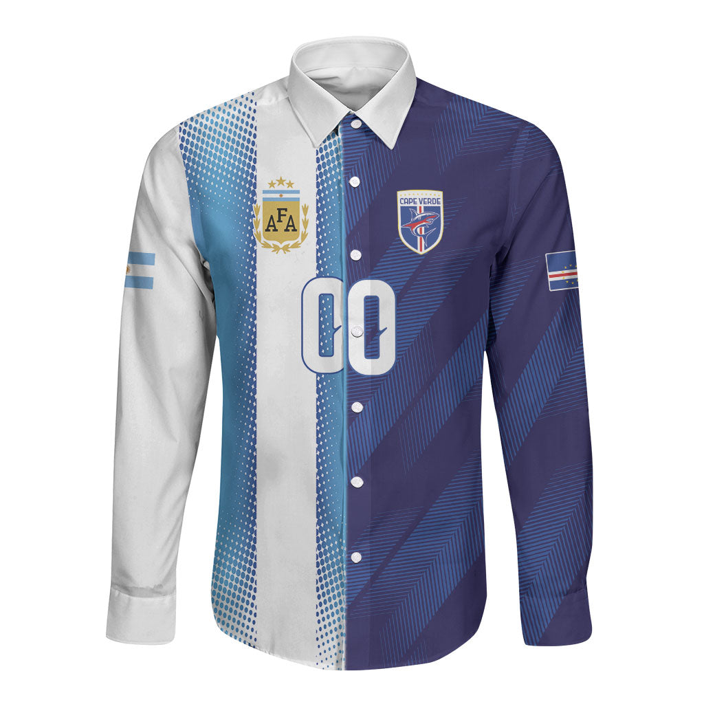 Custom Argentina Cabo Verde 2026 World Football Long Sleeve Button Shirt Forever Pride