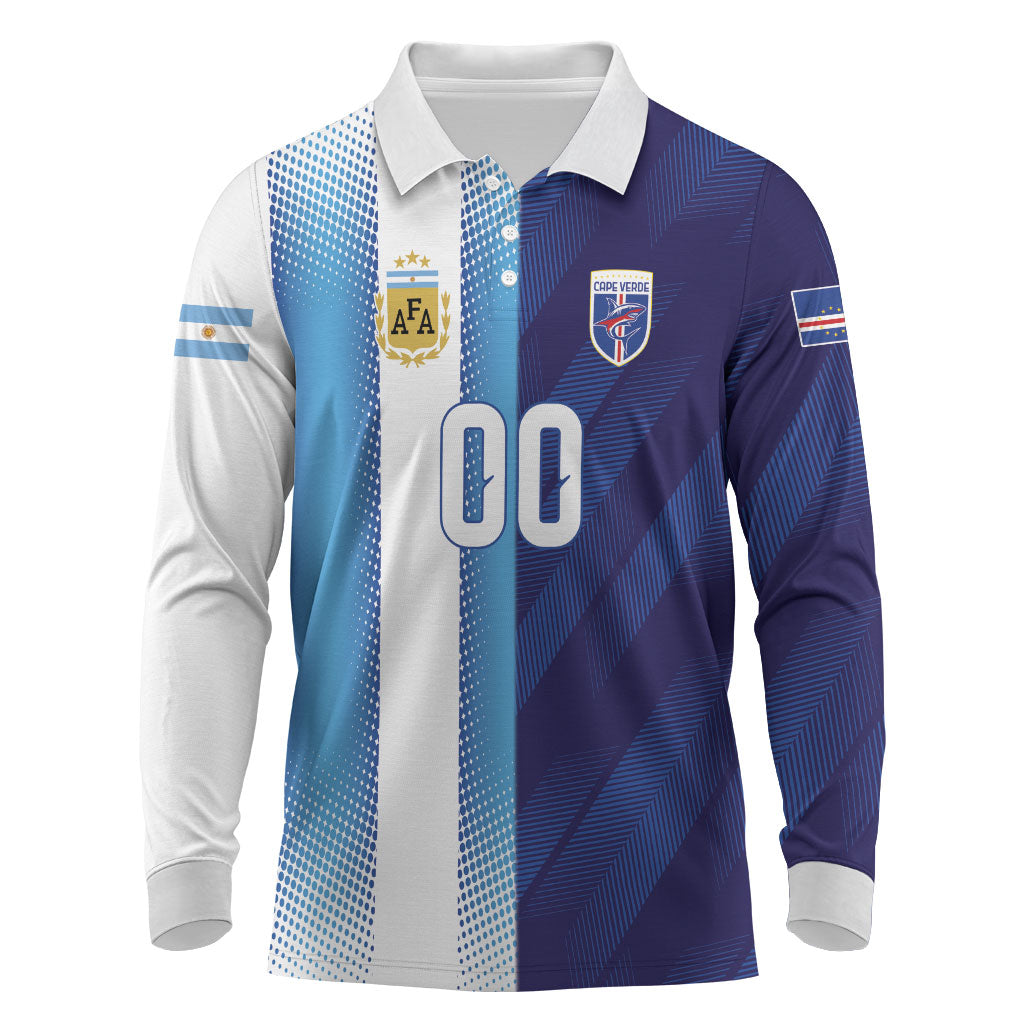 Custom Argentina Cabo Verde 2026 World Football Long Sleeve Polo Shirt Forever Pride