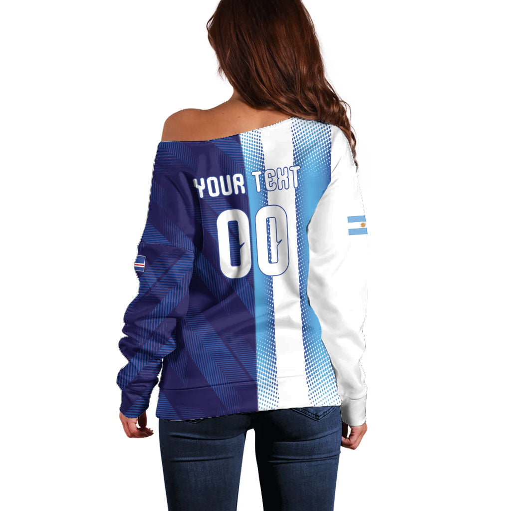 Custom Argentina Cabo Verde 2026 World Football Off Shoulder Sweater Forever Pride