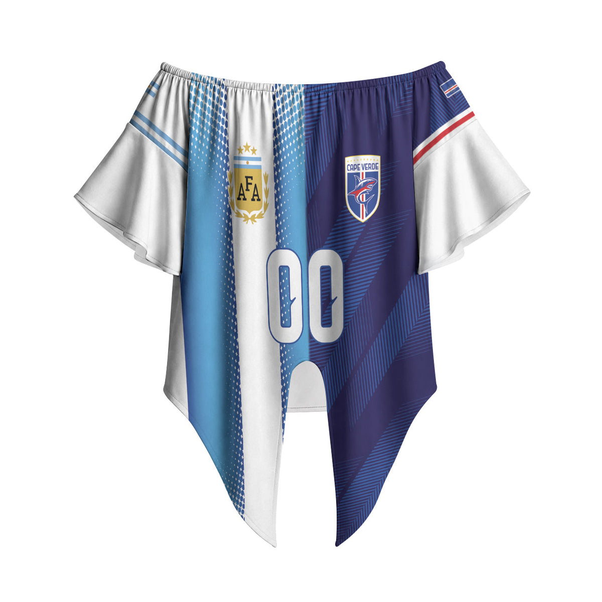 Custom Argentina Cabo Verde 2026 World Football Off Shoulder Wrap Waist Top Forever Pride