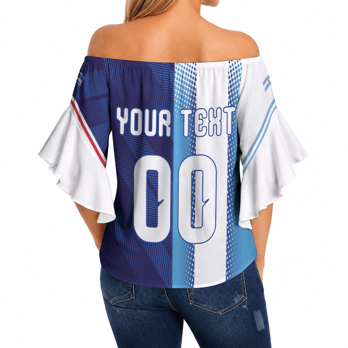 Custom Argentina Cabo Verde 2026 World Football Off Shoulder Wrap Waist Top Forever Pride