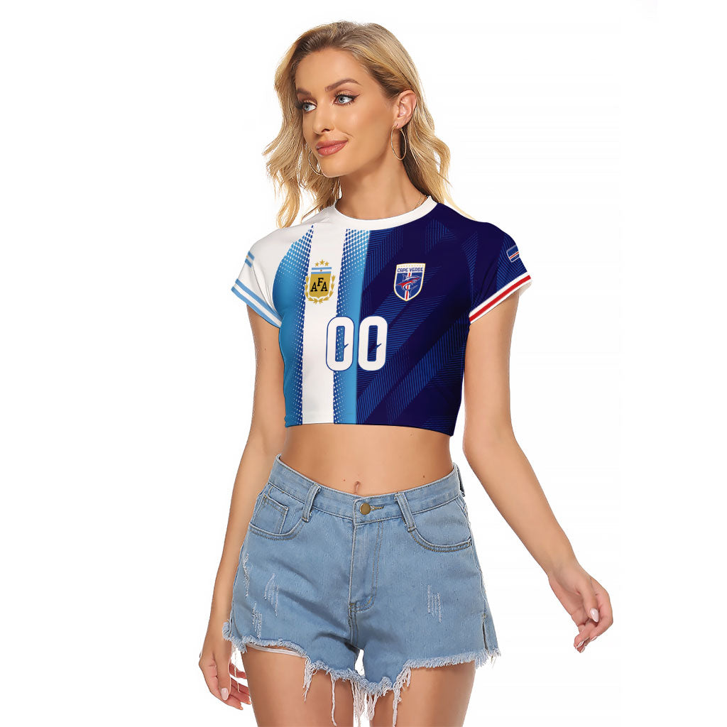 Custom Argentina Cabo Verde 2026 World Football Raglan Cropped T Shirt Forever Pride