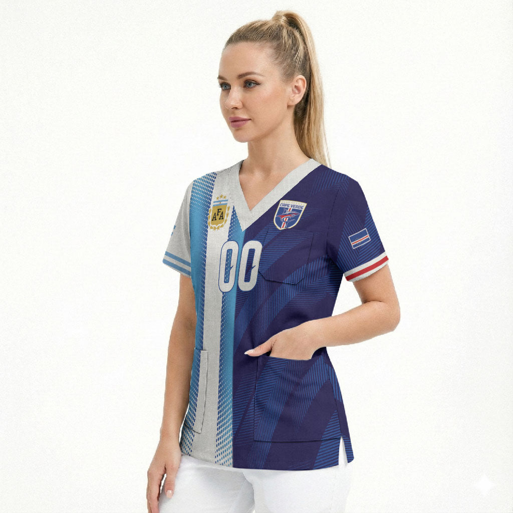 Custom Argentina Cabo Verde 2026 World Football Scrub Top Forever Pride