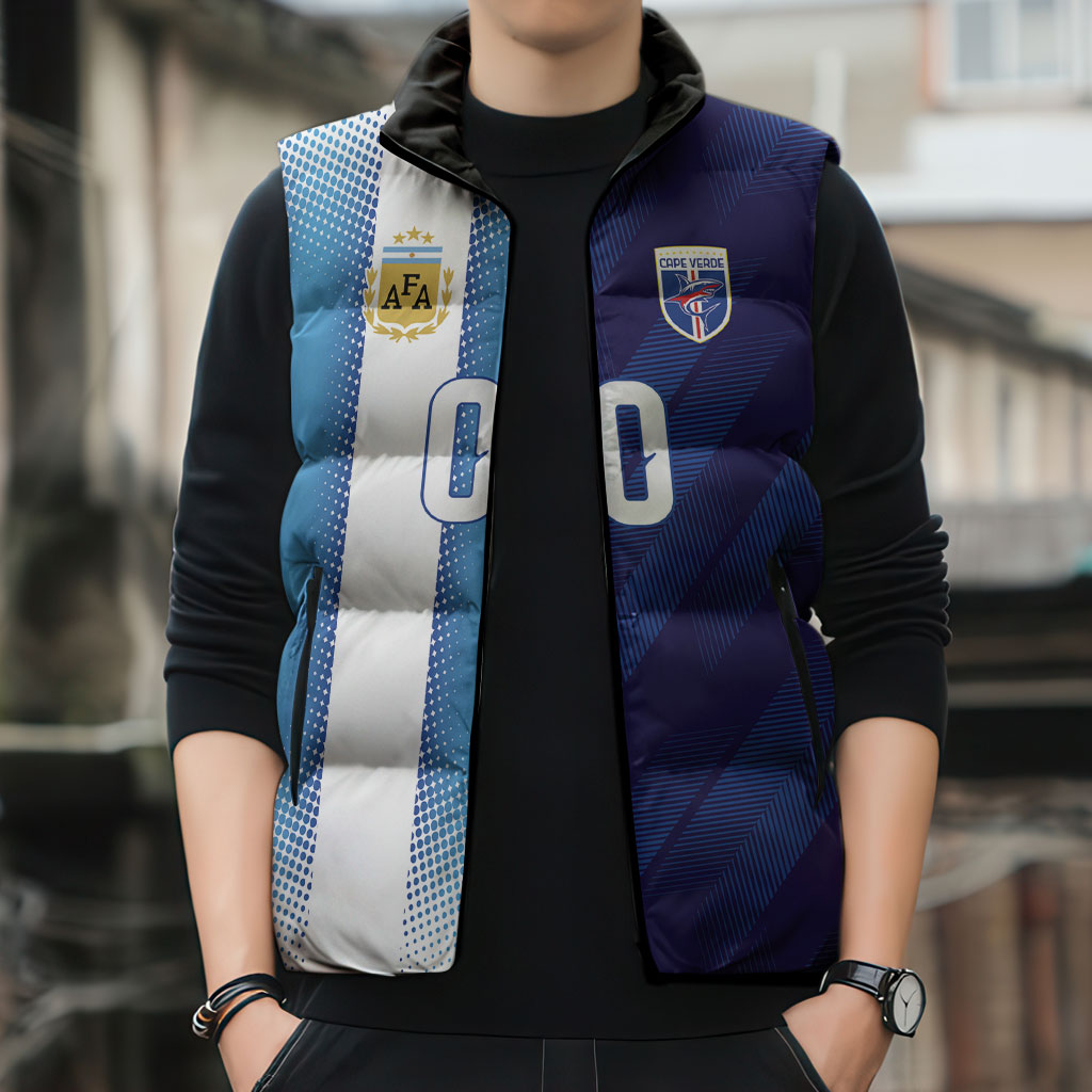 Custom Argentina Cabo Verde 2026 World Football Sleeveless Puffer Jacket Forever Pride