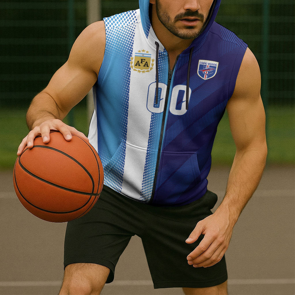 Custom Argentina Cabo Verde 2026 World Football Sleeveless Zip Hoodie Forever Pride