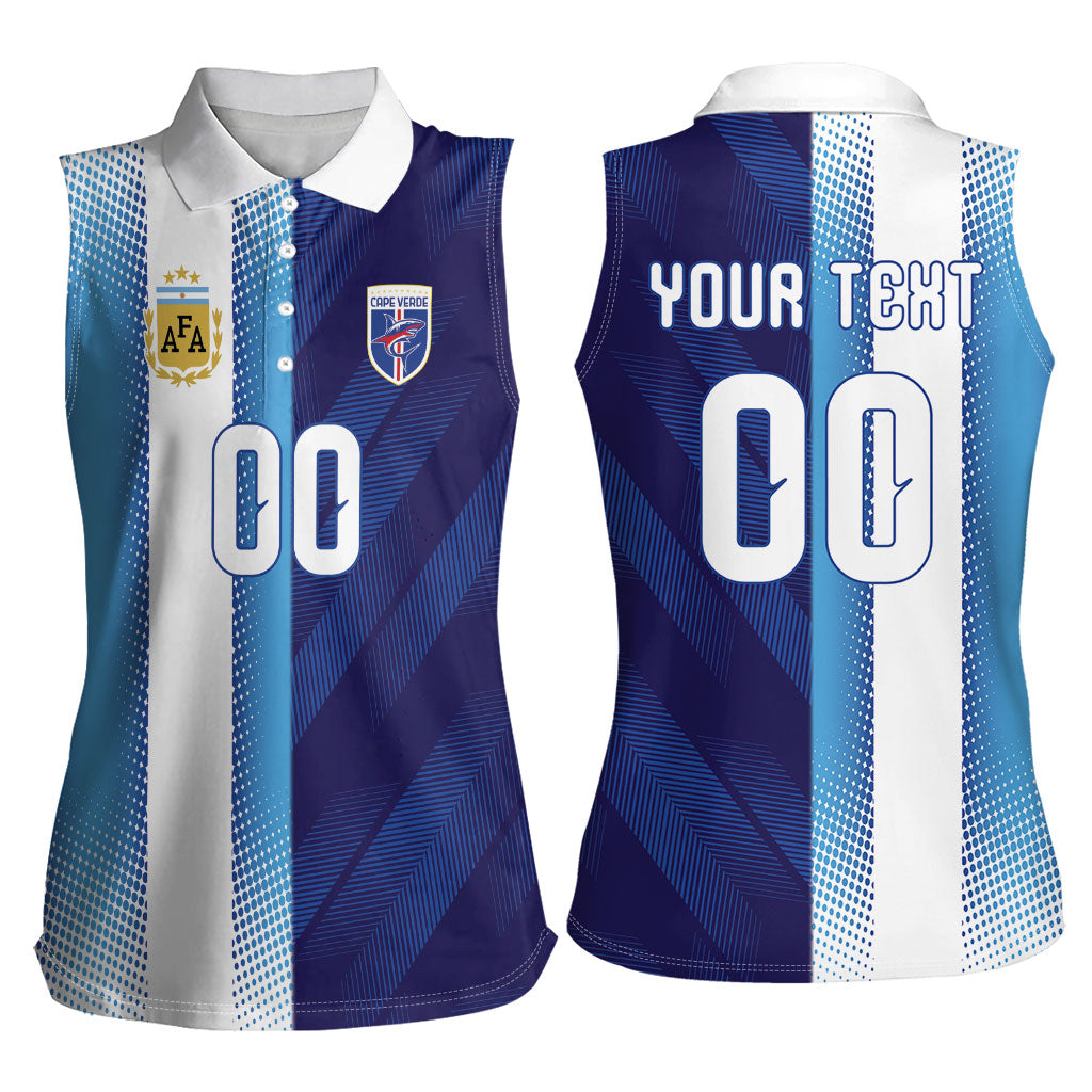 Custom Argentina Cabo Verde 2026 World Football Women Sleeveless Polo Shirt Forever Pride
