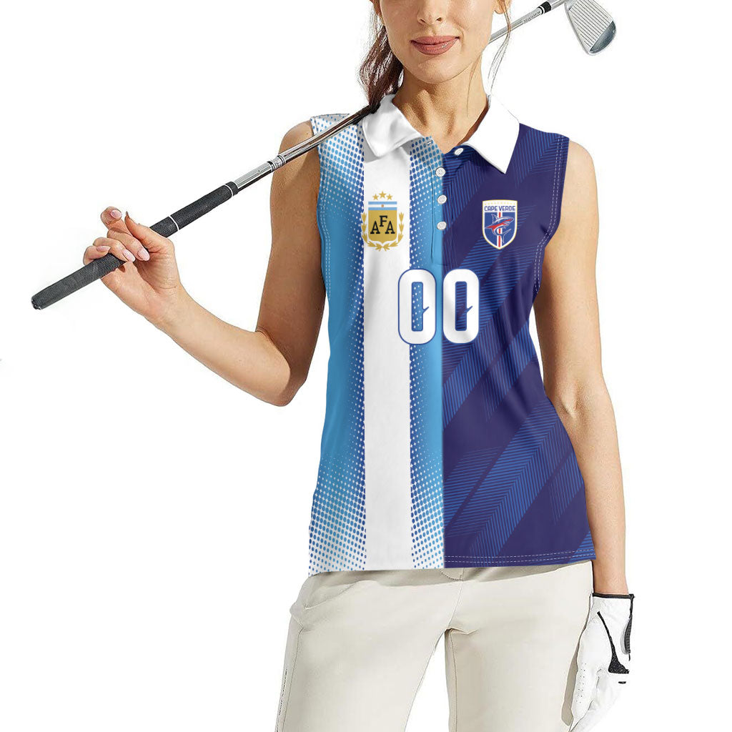Custom Argentina Cabo Verde 2026 World Football Women Sleeveless Polo Shirt Forever Pride