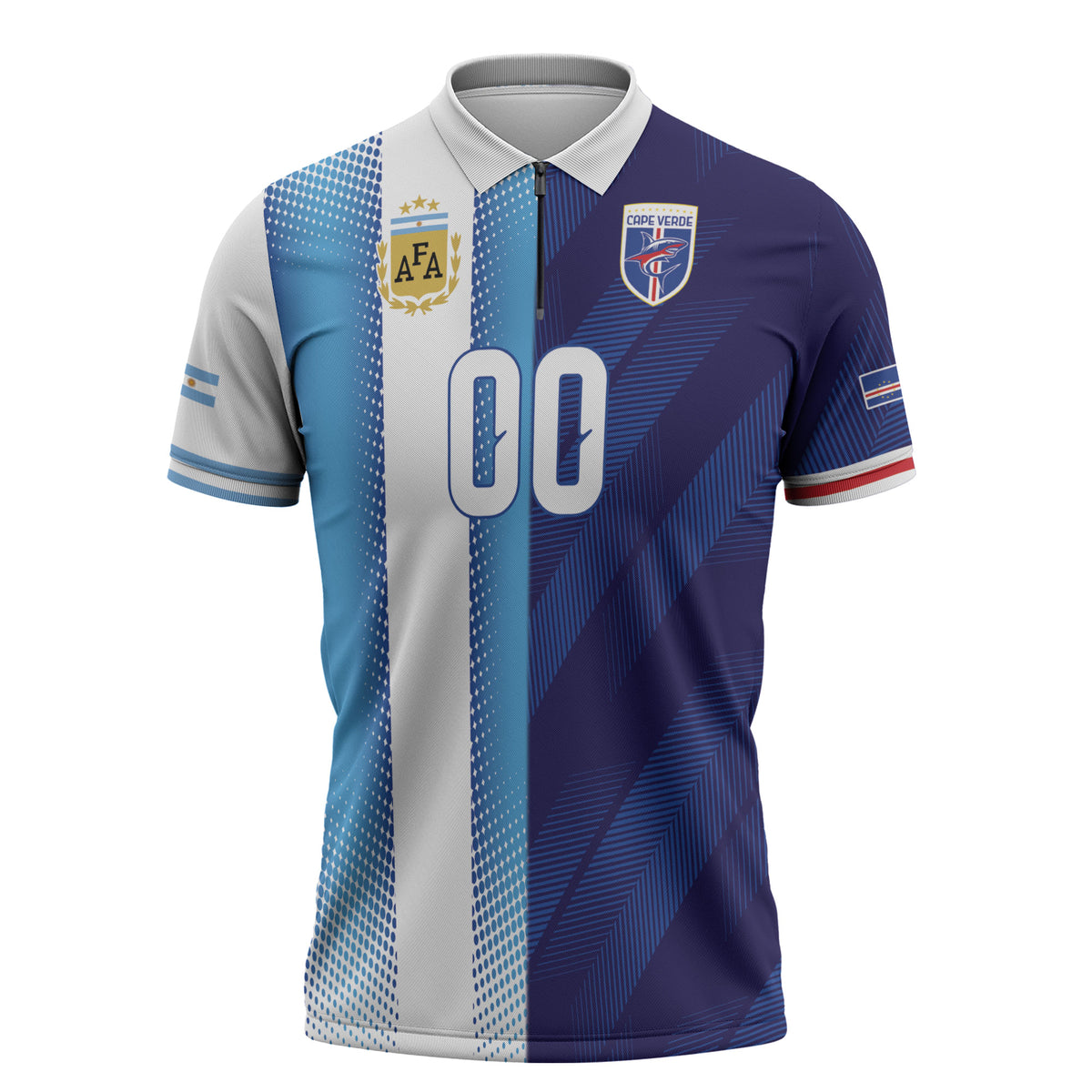 Custom Argentina Cabo Verde 2026 World Football Zipper Polo Shirt Forever Pride