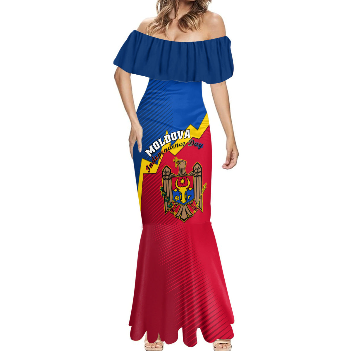 Moldova Independence Day Mermaid Dress Coat of Arms Special Version - Wonder Print Shop