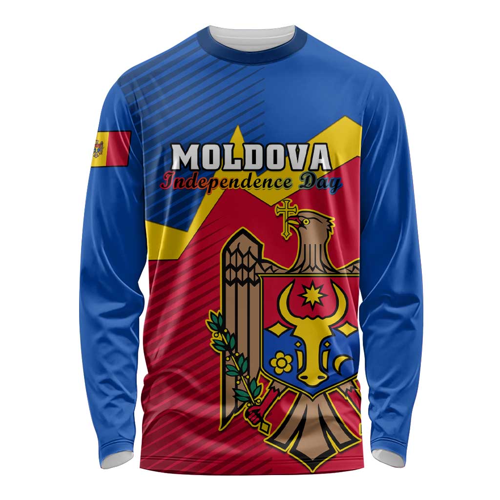 Personalised Moldova Independence Day Long Sleeve Shirt Coat of Arms Special Version LT01