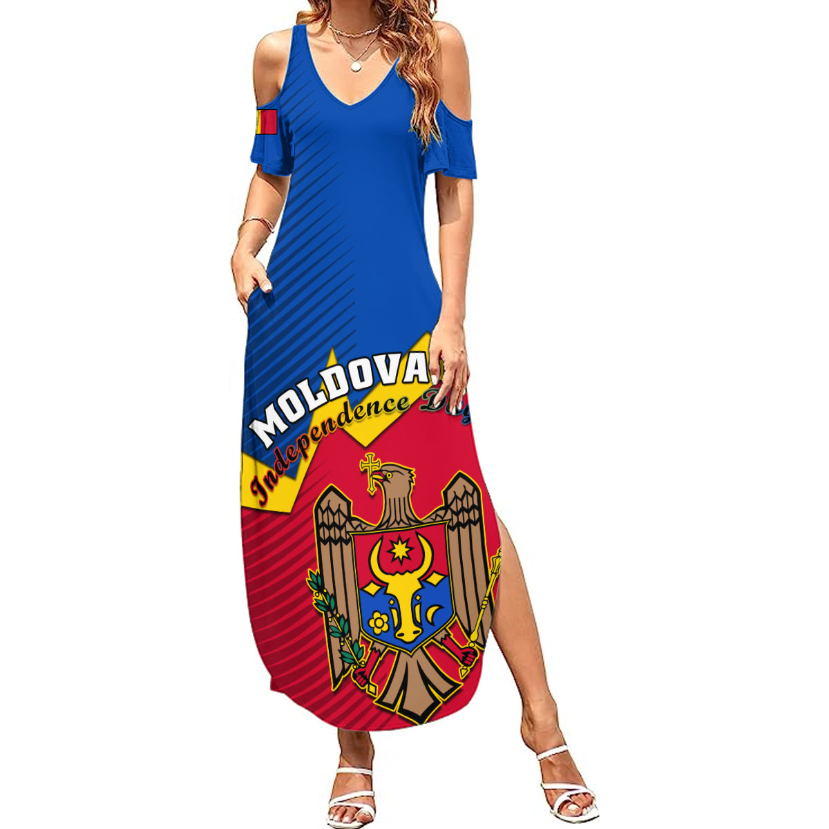 personalised-moldova-independence-day-summer-maxi-dress-coat-of-arms-special-version