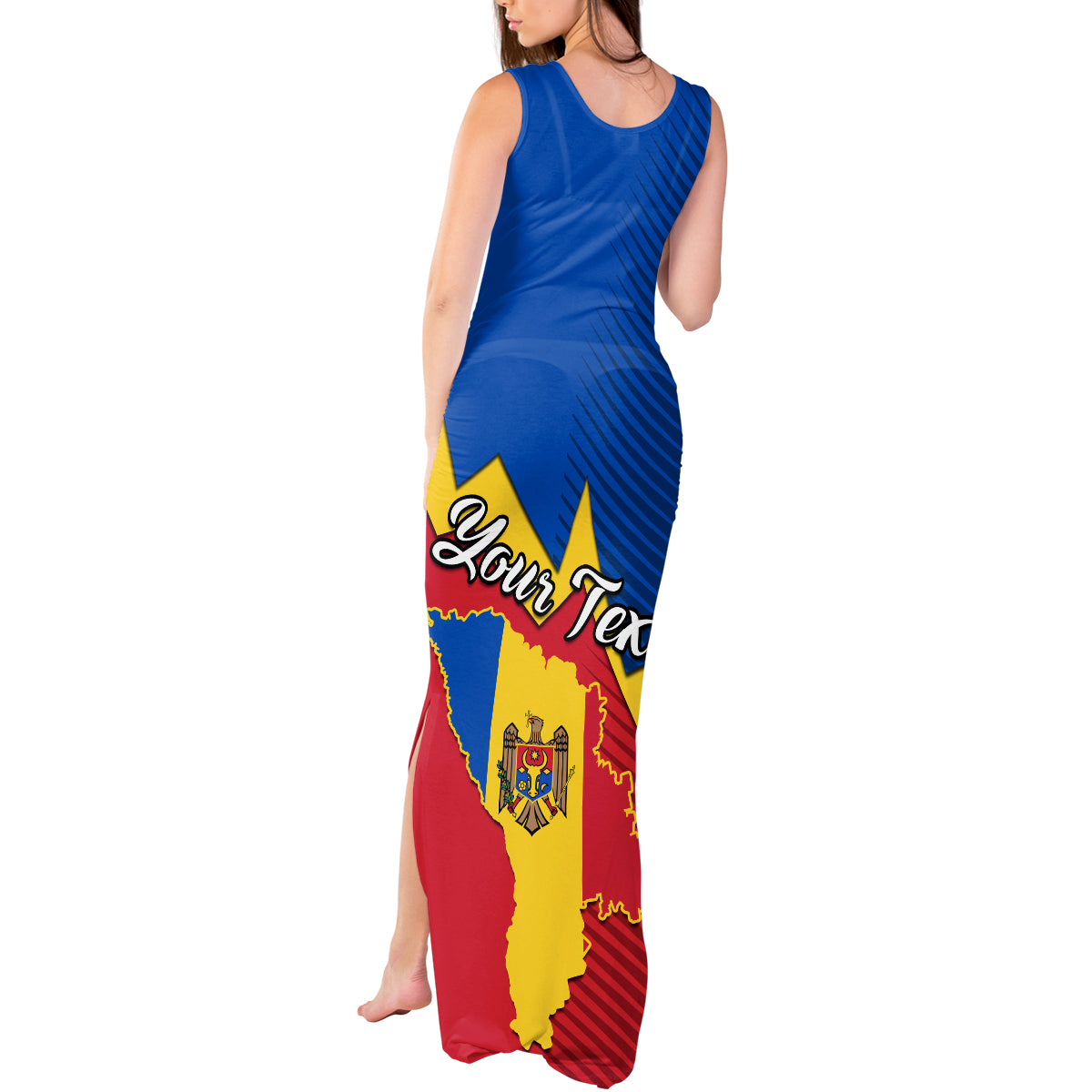 Personalised Moldova Independence Day Tank Maxi Dress Coat of Arms Special Version - Wonder Print Shop