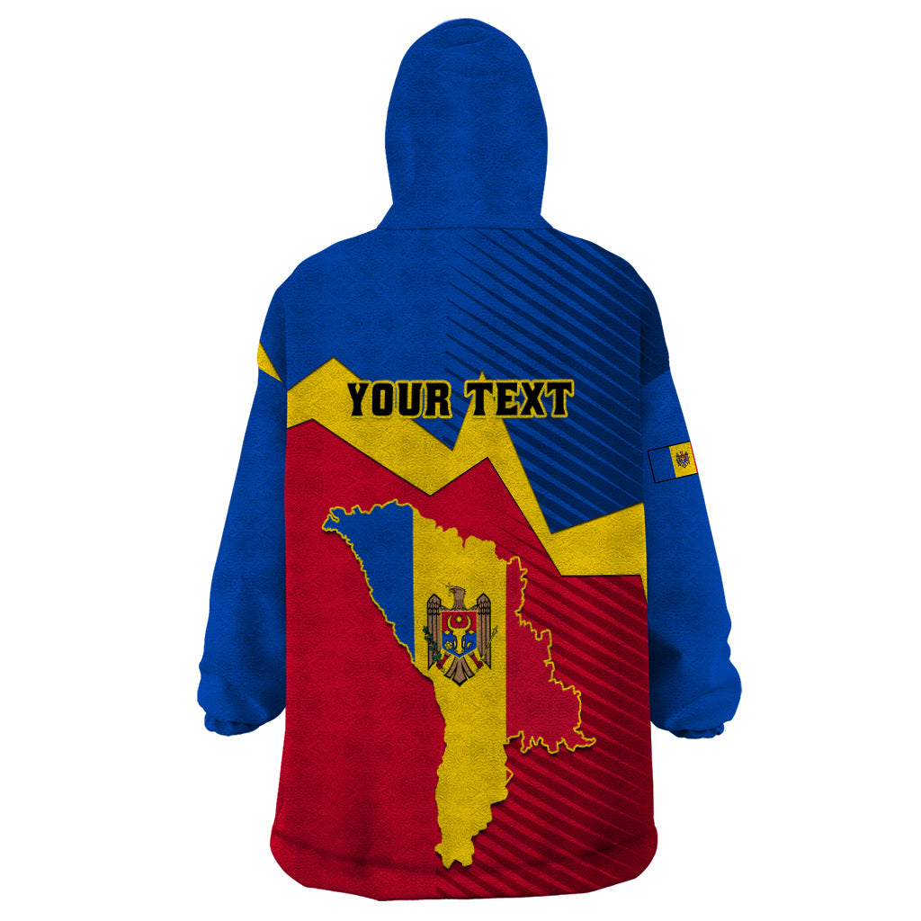Personalised Moldova Independence Day Wearable Blanket Hoodie Coat of Arms Special Version - Wonder Print Shop