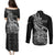 New Zealand Silver Fern Rugby Couples Matching Puletasi Dress and Long Sleeve Button Shirts Aotearoa Kiwi Maori Black Version - Wonder Print Shop
