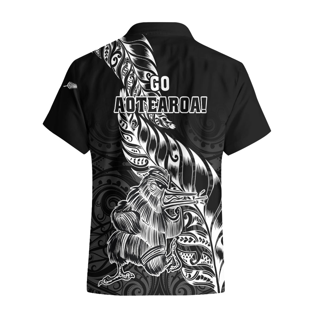 New Zealand Silver Fern Rugby Hawaiian Shirt Aotearoa Kiwi Maori Black Version - Wonder Print Shop