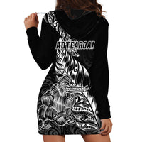 New Zealand Silver Fern Rugby Hoodie Dress Aotearoa Kiwi Maori Black Version - Wonder Print Shop