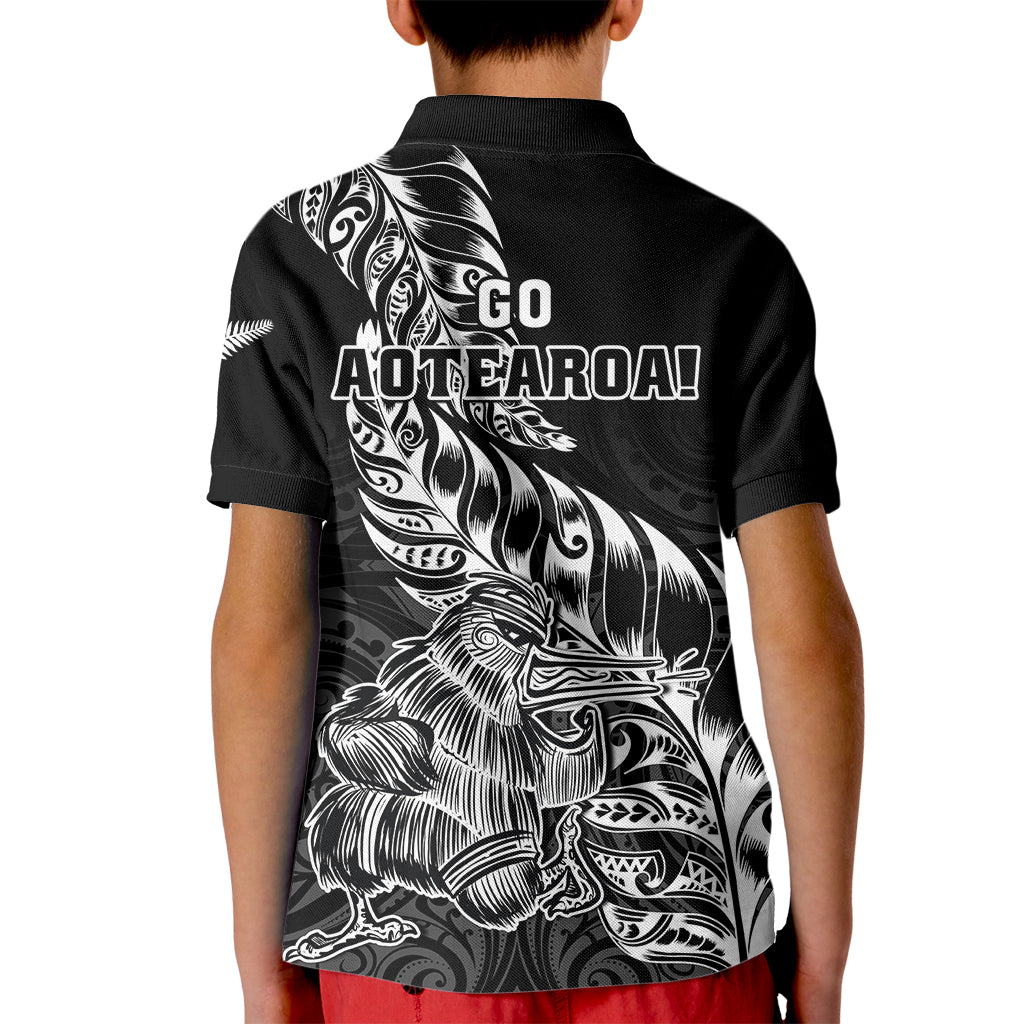 New Zealand Silver Fern Rugby Kid Polo Shirt Aotearoa Kiwi Maori Black Version - Wonder Print Shop