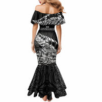 New Zealand Silver Fern Rugby Mermaid Dress Aotearoa Kiwi Maori Black Version - Wonder Print Shop